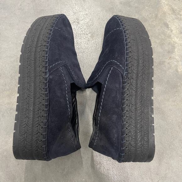 PRADA - Black Suede Platform Loafers - Picture 7 of 11